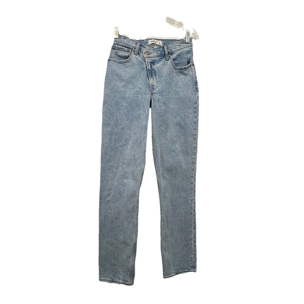 Abercrombie Fitch Curve Love 90s Straight Ultra High Rise Crossover Jeans Sz 26L
